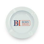 Born High Ceramic Ashtray – Classic White with Logo