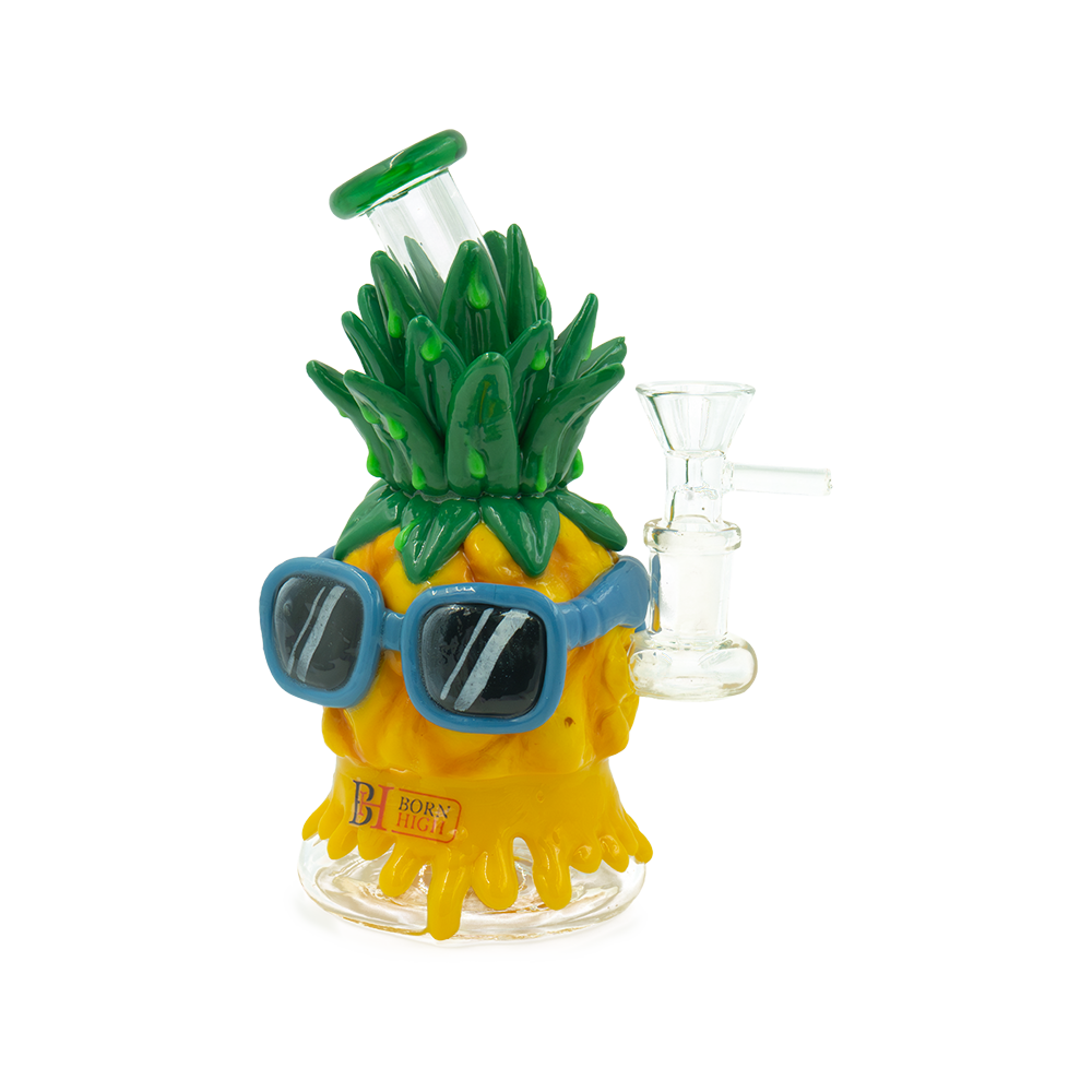 6.5" Pineapple Glass Bong with Sunglasses – Vibrant New Design