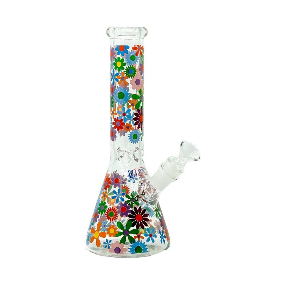 10-Inch Floral Glass Water Pipe – 5mm Thick