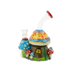 Fairy Mushroom Cottage Glass Water Pipe | Hand-Painted | 3D Design | 7-Inch