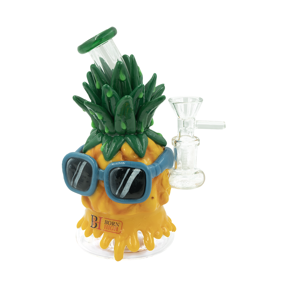6.5" Pineapple Glass Bong with Sunglasses – Vibrant New Design