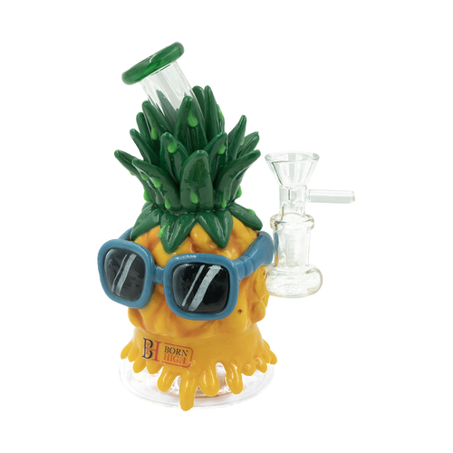 6.5" Pineapple Glass Bong with Sunglasses – Vibrant New Design