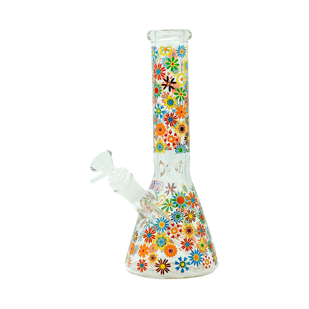 10-Inch Floral Glass Water Pipe – 5mm Thick