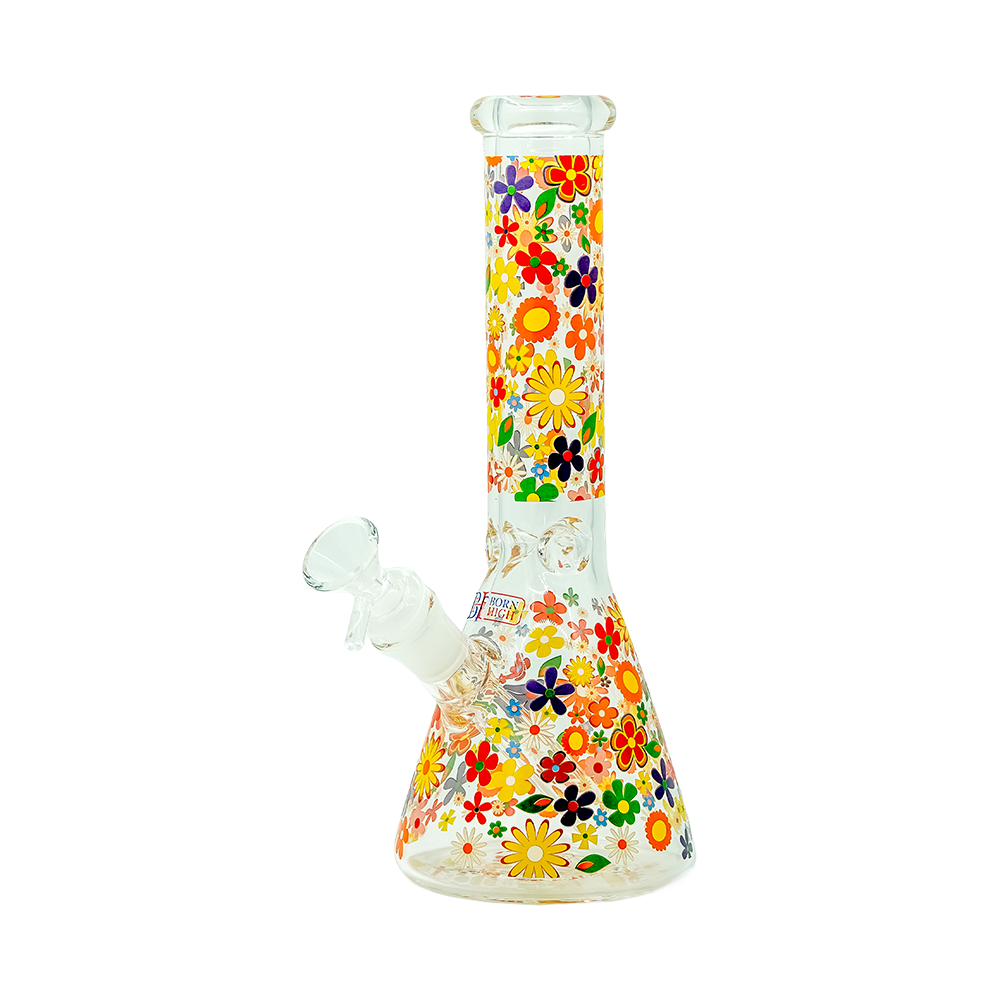 10-Inch Floral Glass Water Pipe – 5mm Thick