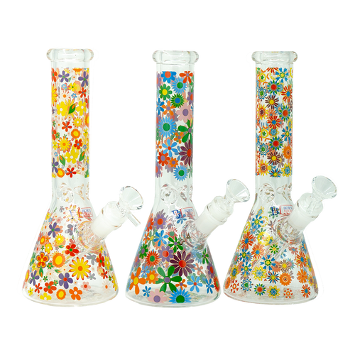 10-Inch Floral Glass Water Pipe – 5mm Thick
