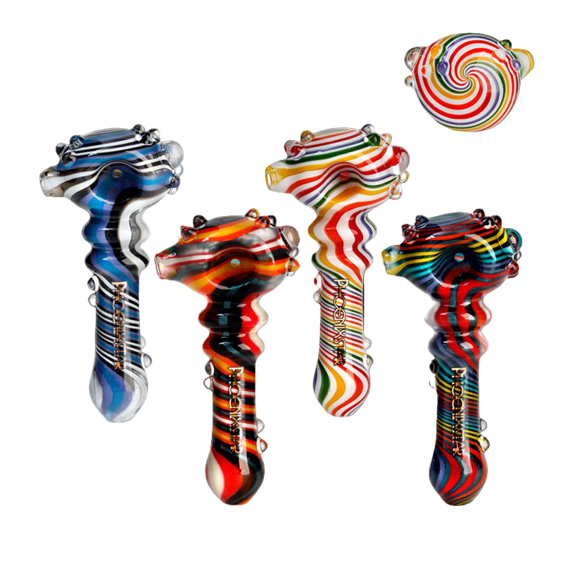 Phoenix Glass Spiral Spoon Pipes – Color Swirl Edition